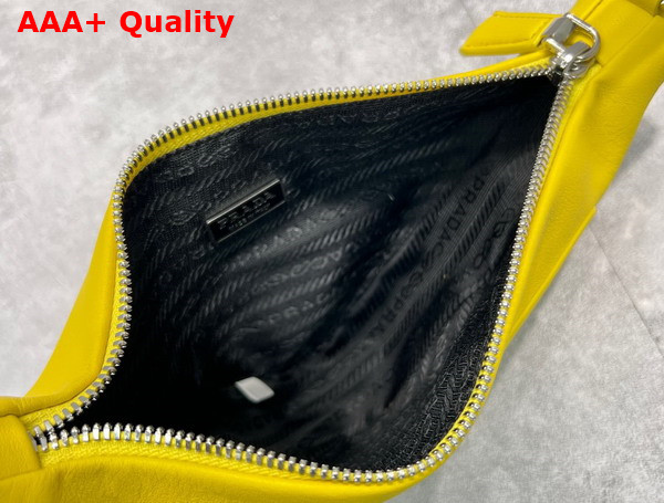 Prada Triangle Leather Pouch in Sunny Yellow 1NQ043 Replica