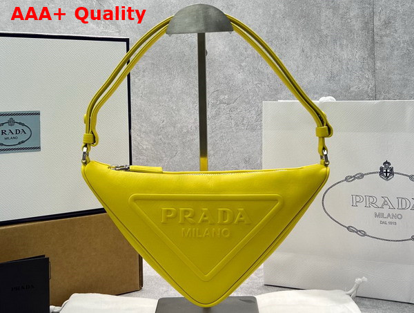 Prada Triangle Leather Pouch in Sunny Yellow 1NQ043 Replica