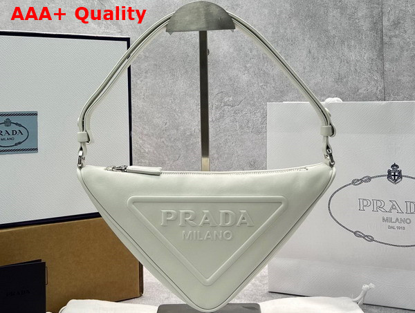 Prada Triangle Leather Pouch in White 1NQ043 Replica