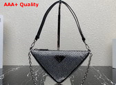 Prada Triangle Satin Mini Bag with Crystals 1BC190 Replica