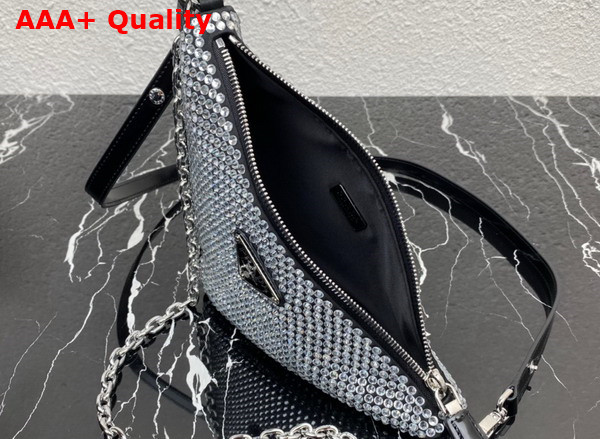 Prada Triangle Satin Mini Bag with Crystals 1BC190 Replica