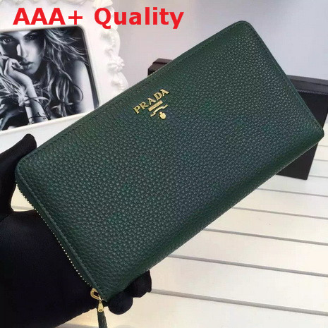 Prada Zip Wallet In Green Replica