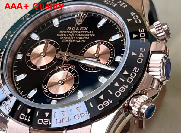 Rolex Cosmograph Daytona Oyster 40mm Everose Gold and Black Dial Black Rubber Watchband Replica