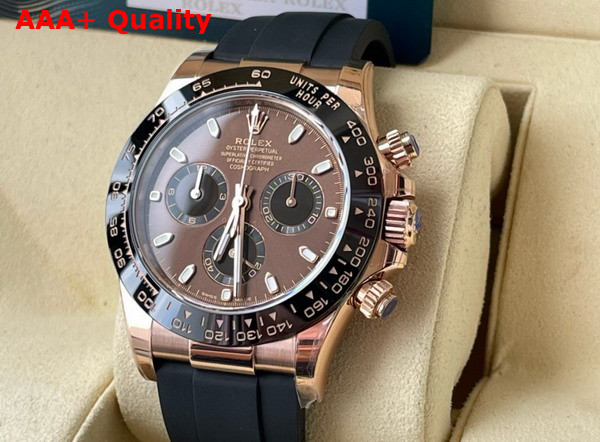 Rolex Cosmograph Daytona Oyster 40mm Everose Gold and Chocolate Dial Black Rubber Watchband Replica