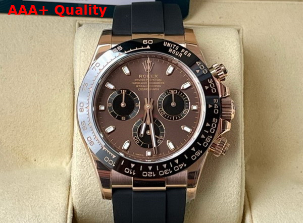 Rolex Cosmograph Daytona Oyster 40mm Everose Gold and Chocolate Dial Black Rubber Watchband Replica