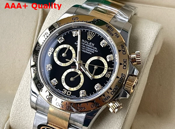 Rolex Cosmograph Daytona Oyster 40mm Oystersteel and Yellow Gold Black Dial with Diamonds Replica