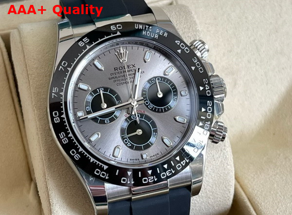 Rolex Cosmograph Daytona Oyster 40mm White Gold and Grey Dial Black Rubber Watchband Reference 126519 Replica