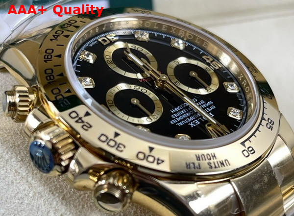 Rolex Cosmograph Daytona Oyster 40mm Yellow Gold and Black Dial with Diamonds Replica