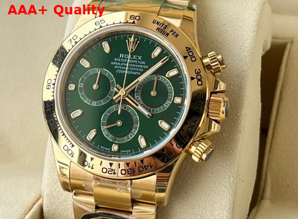 Rolex Cosmograph Daytona Oyster 40mm Yellow Gold and Green Dial Replica