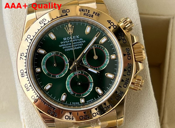 Rolex Cosmograph Daytona Oyster 40mm Yellow Gold and Green Dial Replica