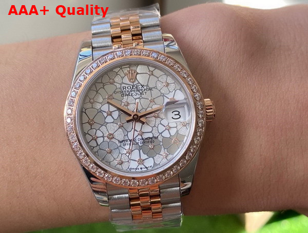 Rolex Datejust 31 Oyster 31mm Oystersteel Everose Gold and Diamonds Reference 278381 Replica