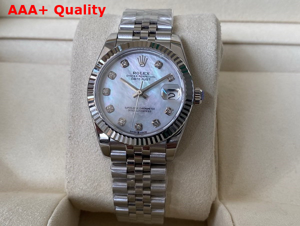 Rolex Datejust 31 Oyster 31mm Oystersteel White Gold and Diamonds Pearl Panel Reference 278384 Replica