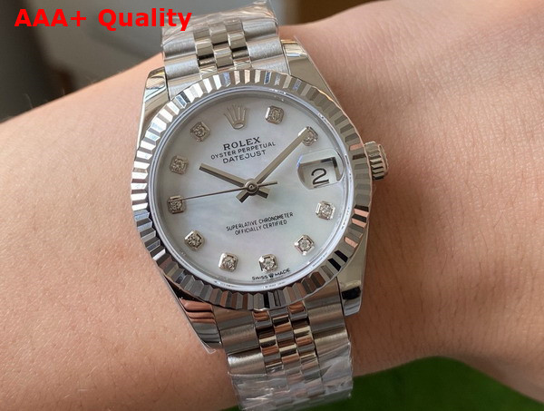 Rolex Datejust 31 Oyster 31mm Oystersteel White Gold and Diamonds Pearl Panel Reference 278384 Replica