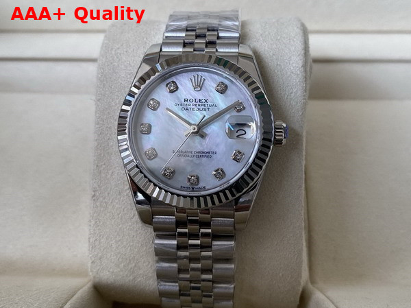 Rolex Datejust 31 Oyster 31mm Oystersteel White Gold and Diamonds Pearl Panel Reference 278384 Replica