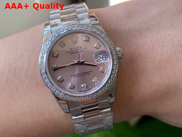 Rolex Datejust 31 Oyster 31mm Oystersteel White Gold and Diamonds Reference 278384 Replica