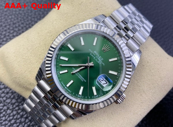 Rolex Datejust 41 Oyster 41mm Oystersteel and White Gold Green Dial 126334 Replica