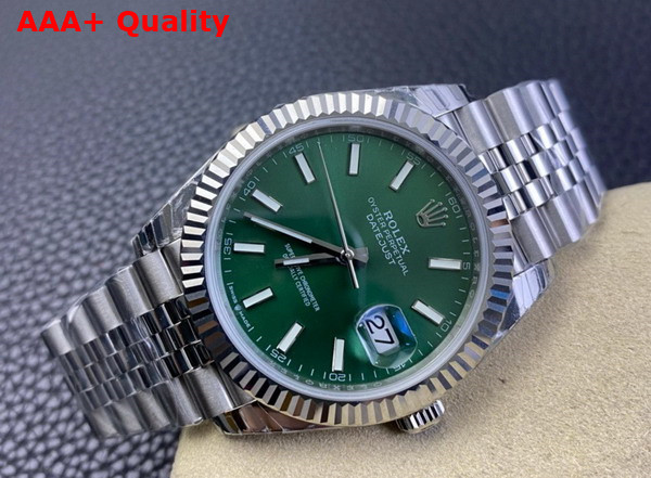 Rolex Datejust 41 Oyster 41mm Oystersteel and White Gold Green Dial 126334 Replica