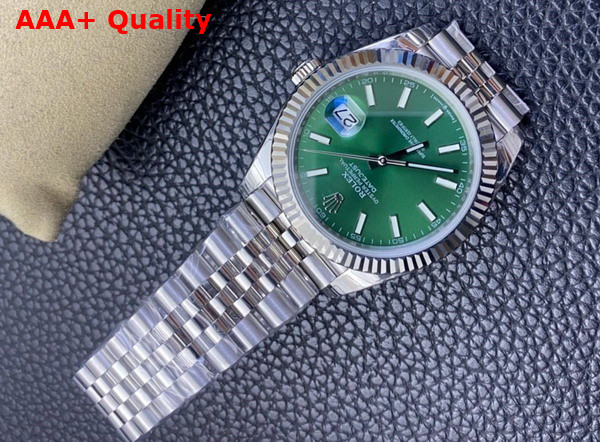 Rolex Datejust 41 Oyster 41mm Oystersteel and White Gold Green Dial 126334 Replica