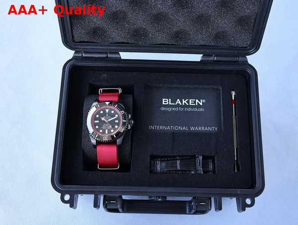 Rolex Deepsea Watch in Black with Red Nylon Strap Replica