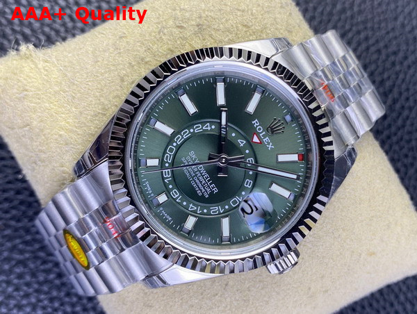 Rolex Sky Dweller Oyster 42mm Oystersteel and White Gold and Green Replica