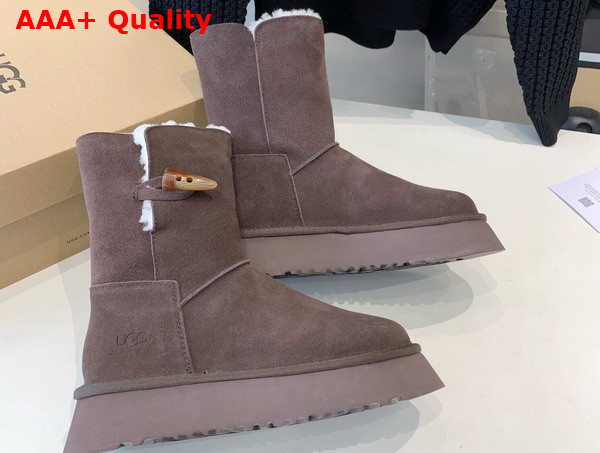 UGG Bailey Horn Buckle Snow Boot in Chocolate Sheepskin Replica