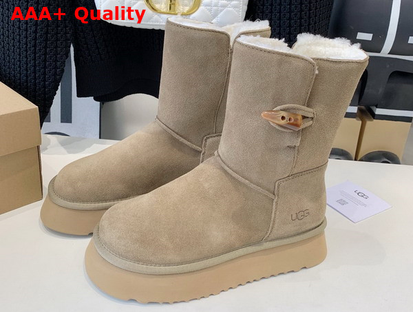 UGG Bailey Horn Buckle Snow Boot in Sand Sheepskin Replica