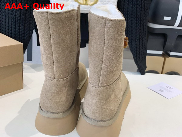 UGG Bailey Horn Buckle Snow Boot in Sand Sheepskin Replica