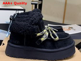 UGG Lace Up Ankle Boot in Black Sheepskin Replica