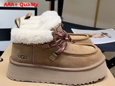 UGG Lace Up Ankle Boot in Chestnut Sheepskin Replica