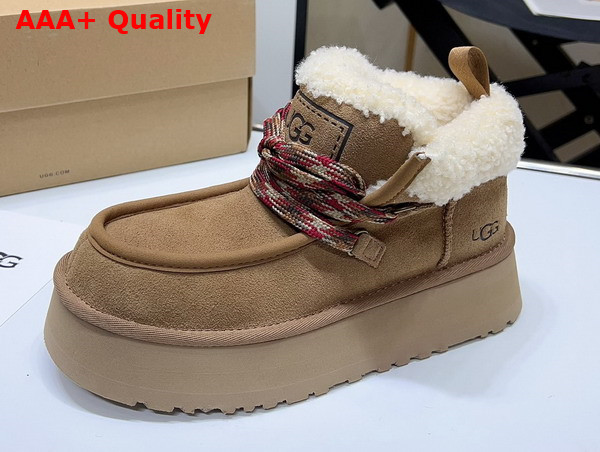 UGG Lace Up Ankle Boot in Chestnut Sheepskin Replica