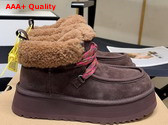 UGG Lace Up Ankle Boot in Chocolate Sheepskin Replica