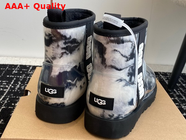 UGG Womens Classic Clear Mini Ankle Boot in Black and White Replica