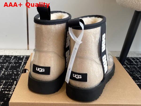 UGG Womens Classic Clear Mini Ankle Boot in Natural and Black Replica