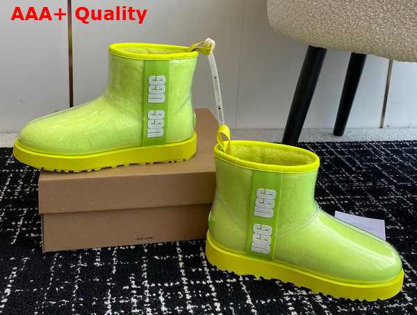 UGG Womens Classic Clear Mini Ankle Boot in Neon Yellow Replica