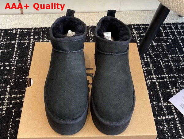 UGG Womens Classic Ultra Mini Platform Fashion Boot in Black Suede Replica