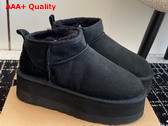 UGG Womens Classic Ultra Mini Platform Fashion Boot in Black Suede Replica