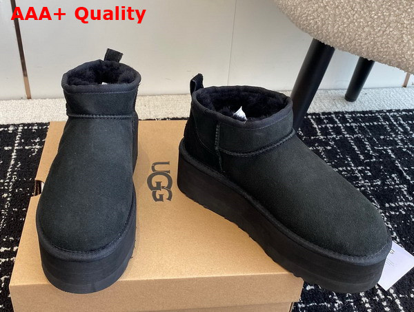 UGG Womens Classic Ultra Mini Platform Fashion Boot in Black Suede Replica