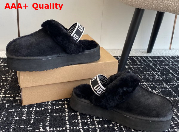 UGG Womens Funkette Slipper in Black Suede Replica