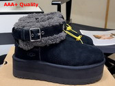 UGG Womens Ultra Mini Belted Roller Boot in Black Suede Replica