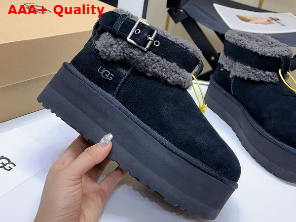 UGG Womens Ultra Mini Belted Roller Boot in Black Suede Replica