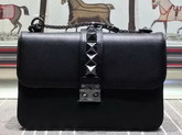 Valentino Big Chain Cross Body Bag in Black Calfskin with Black Hardwares for Sale