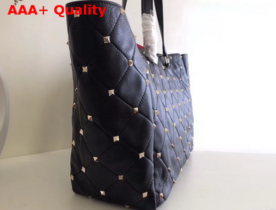 Valentino Boomstud Quilted Leather Tote in Black Nappa Leather Replica