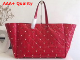 Valentino Boomstud Quilted Leather Tote in Red Nappa Leather Replica