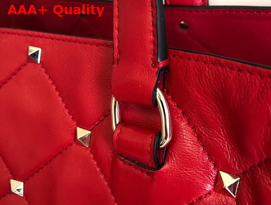 Valentino Boomstud Quilted Leather Tote in Red Nappa Leather Replica