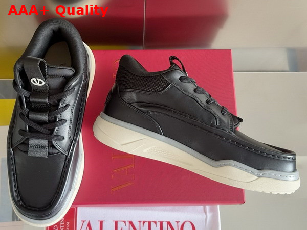 Valentino Calfskin Leather Mid Top Runboot Sneaker in Black Replica