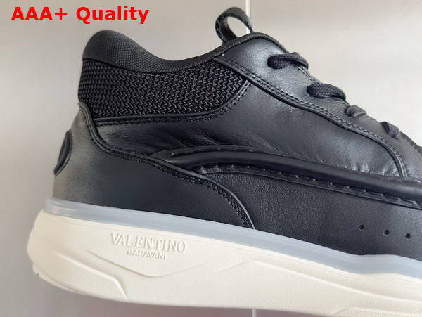 Valentino Calfskin Leather Mid Top Runboot Sneaker in Black Replica