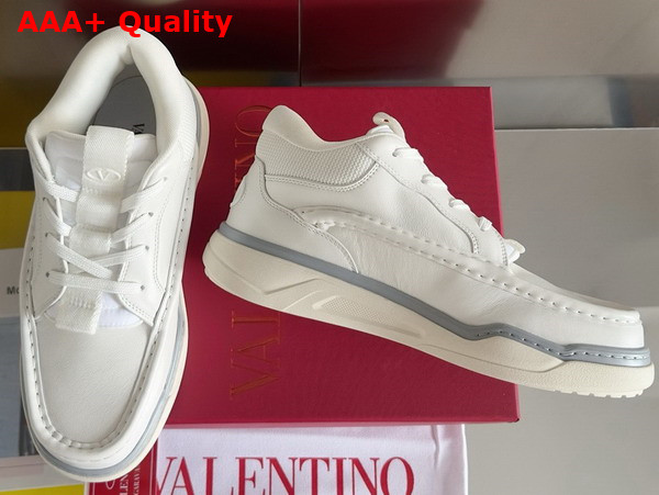 Valentino Calfskin Leather Mid Top Runboot Sneaker in White Replica