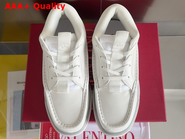 Valentino Calfskin Leather Mid Top Runboot Sneaker in White Replica