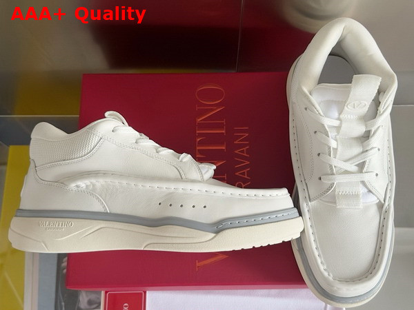 Valentino Calfskin Leather Mid Top Runboot Sneaker in White Replica