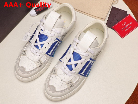 Valentino Calfskin VL7N Sneaker with Bands White and Blue Replica